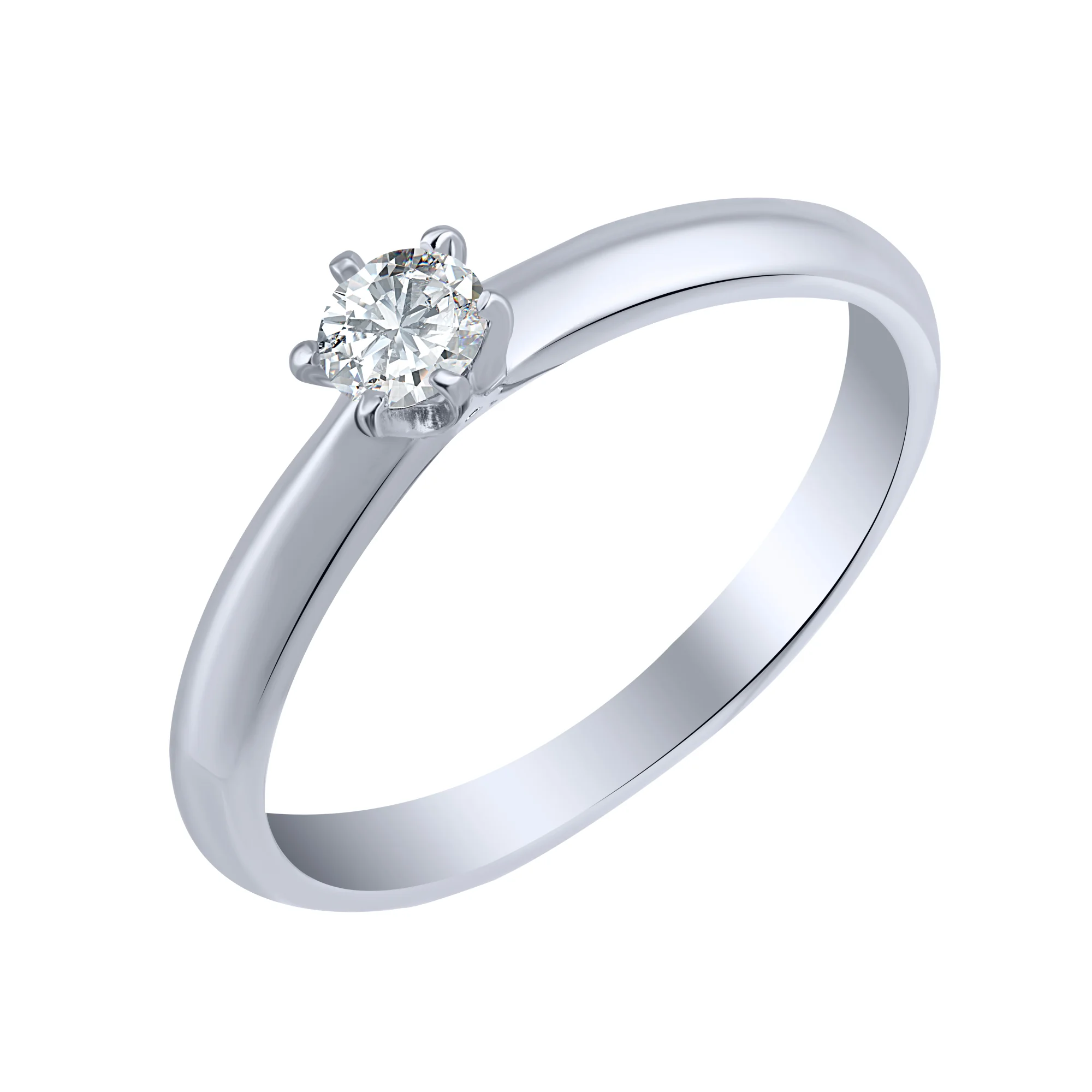 Серебряное классическое кольцо с фианитом - 1959970 - 1