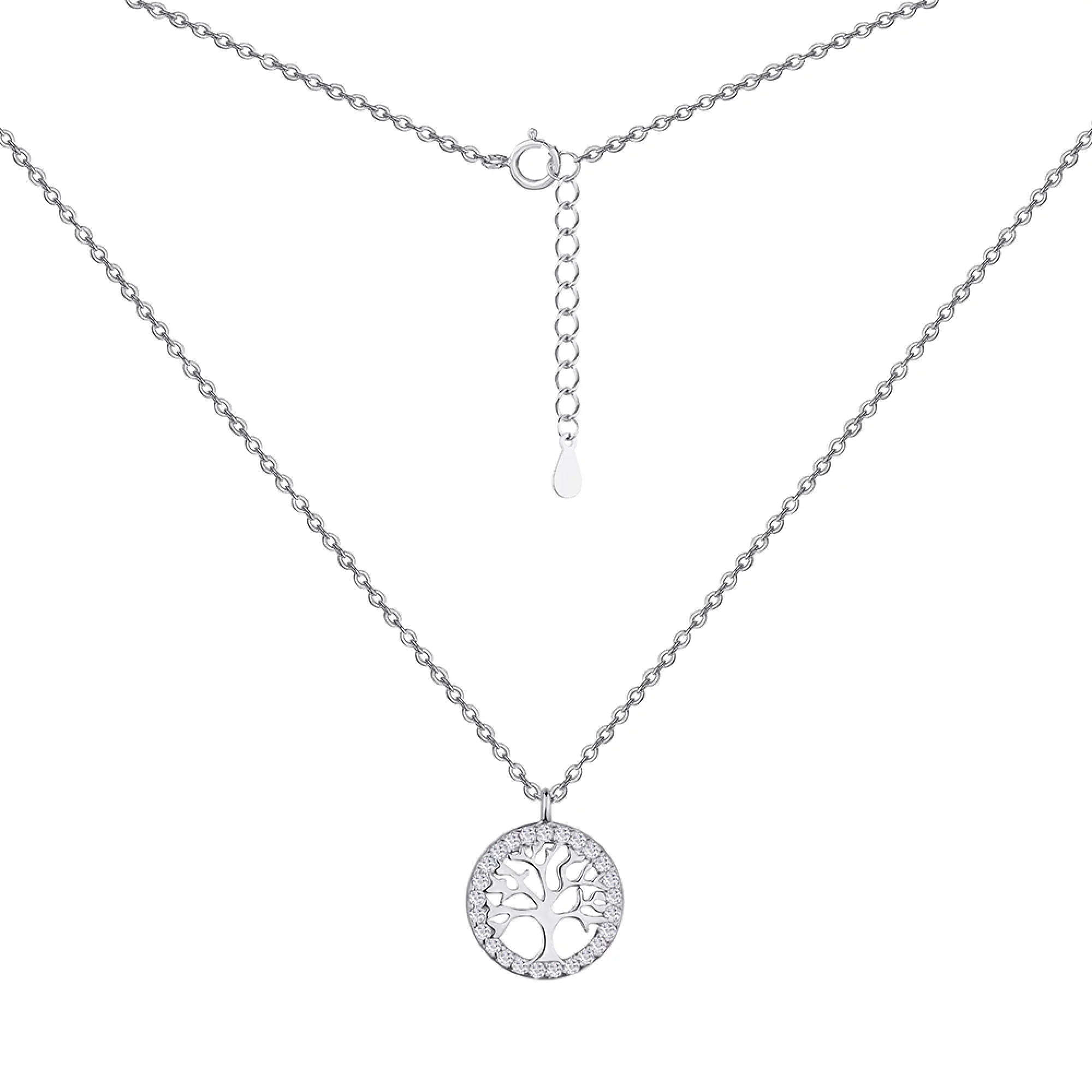 Колье серебряное с фианитом Дерево Якорное плетение - 1343354 – изображение 1