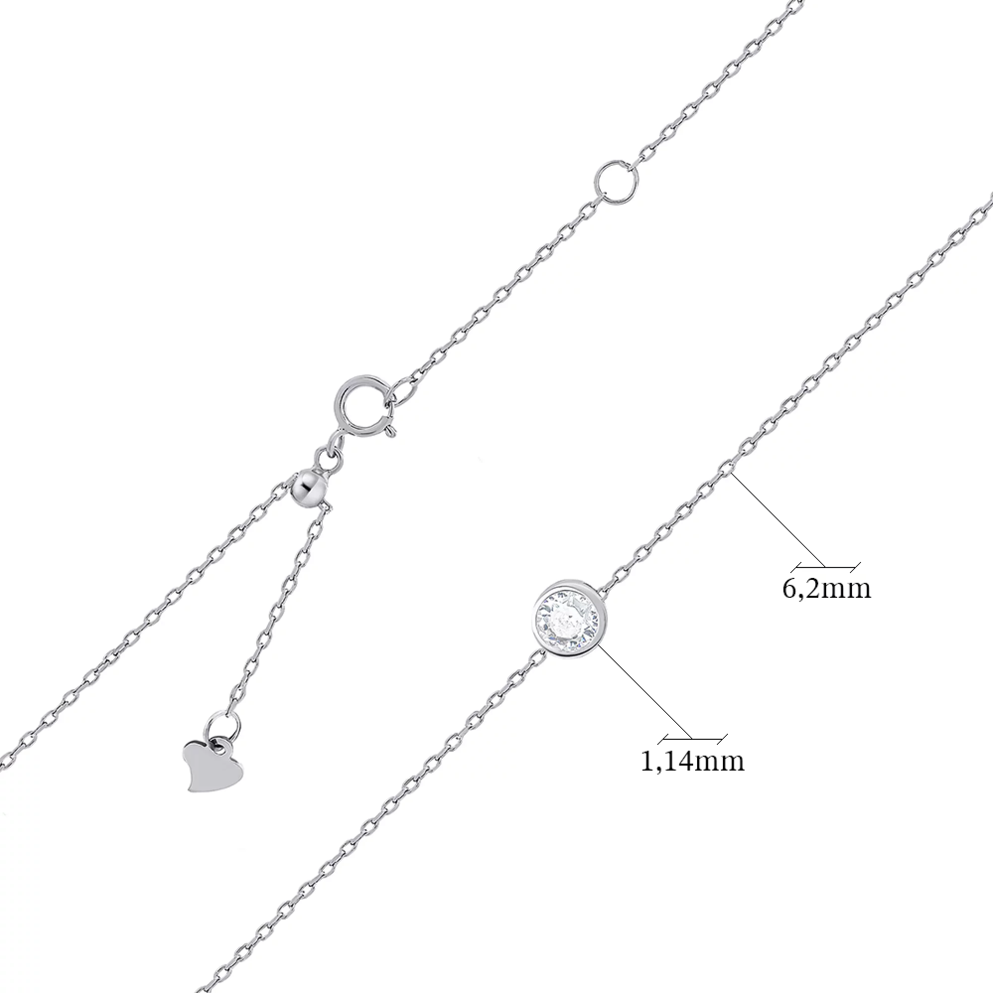 Ланцюжок із підвіскою срібний з фіанітом плетіння якір - 1487097 – зображення 3