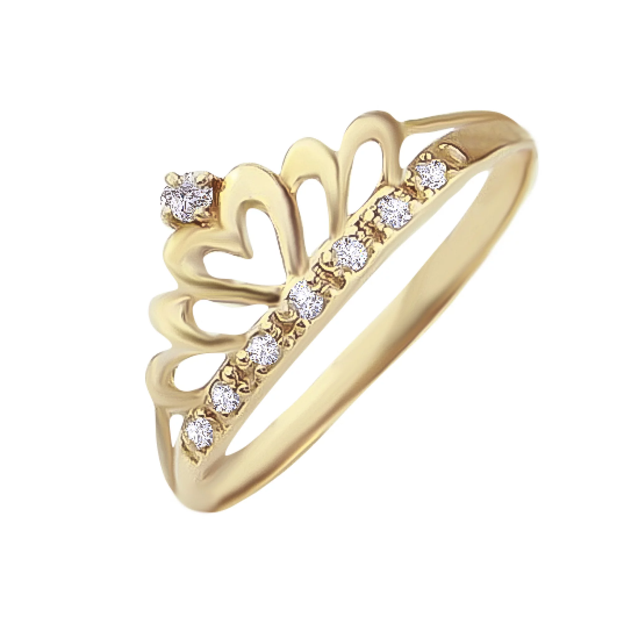 Золотое кольцо с фианитами "Корона" - 512517 – изображение 1