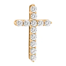 Декоративний хрестик із червоного золота з доріжкою фіанітів - 1545402