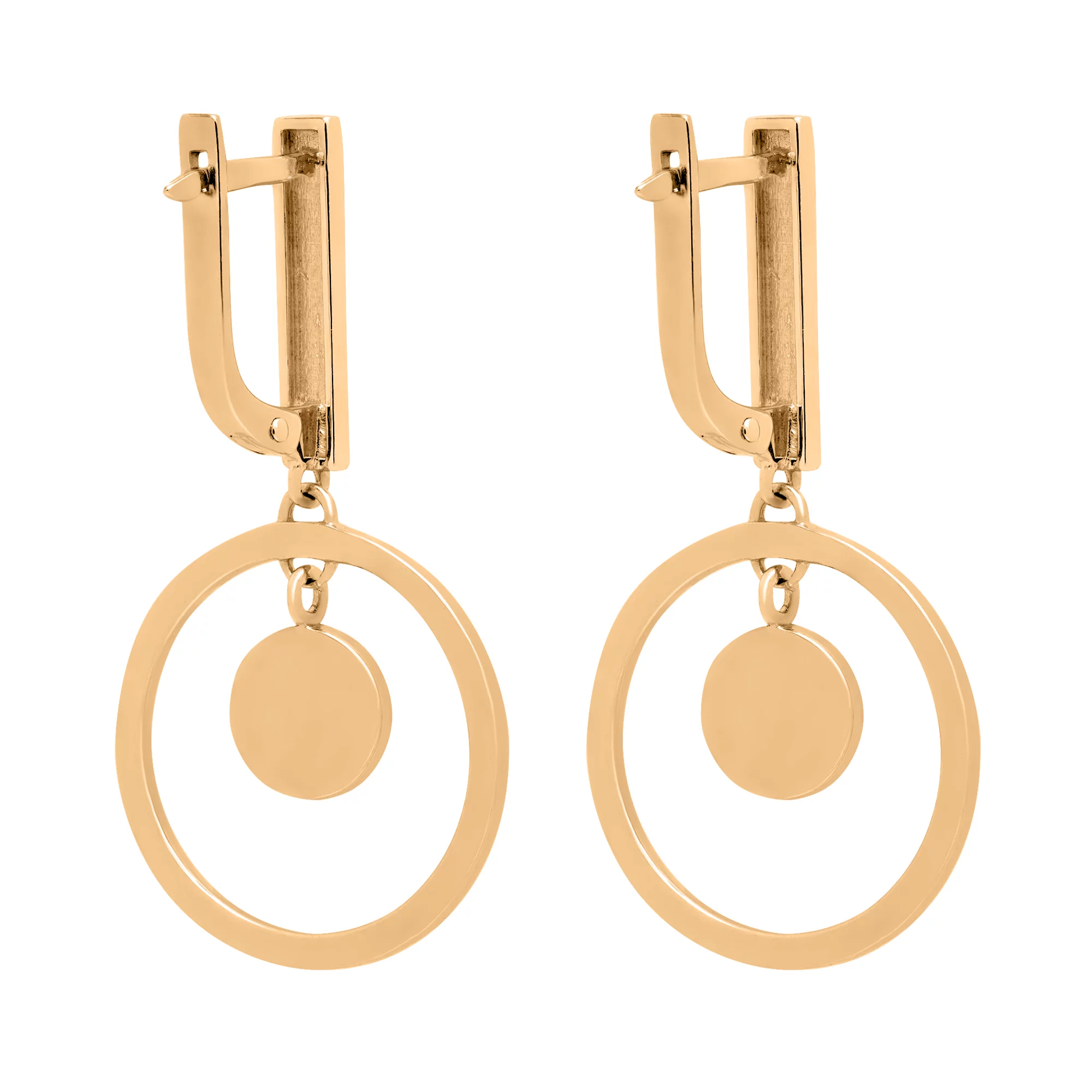 Сережки золоті з підвіскою "Кільце" та емаллю - 1634925 – зображення 2