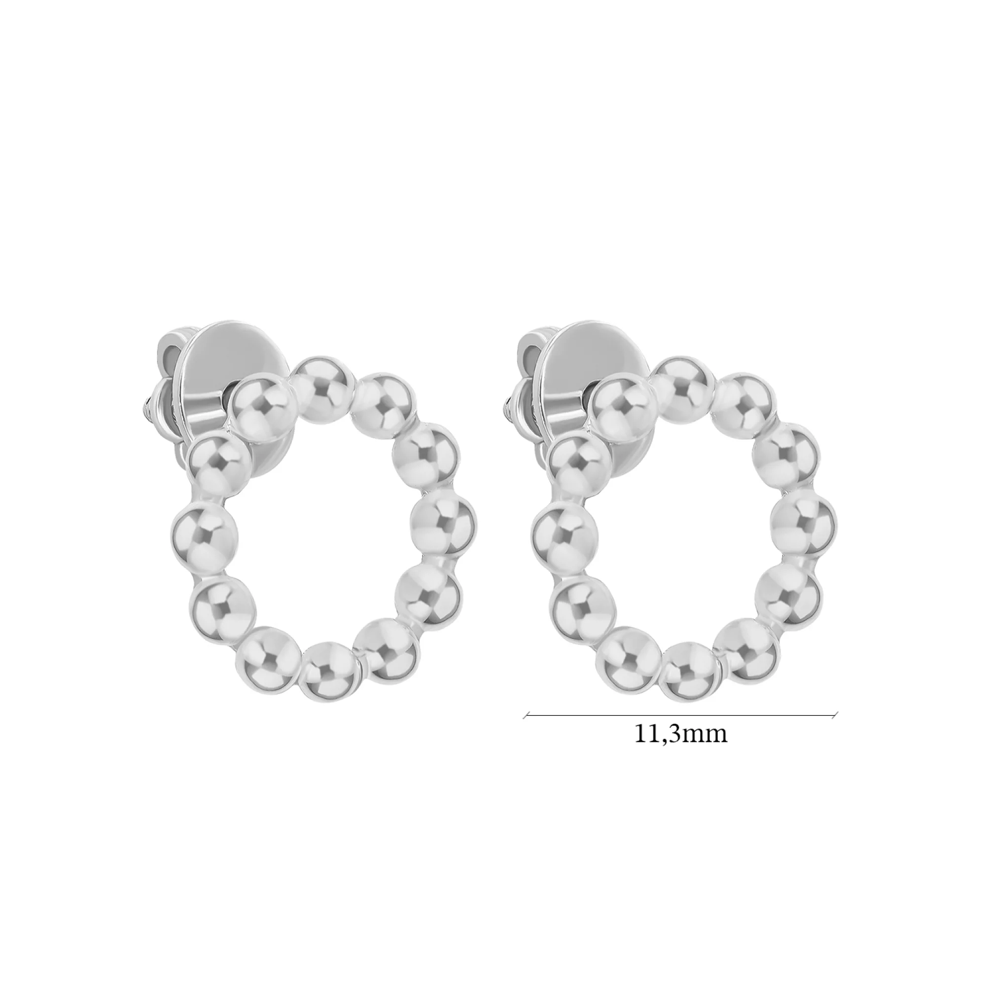 Срібні сережки-гвоздики із кульок - 1508776 – зображення 2