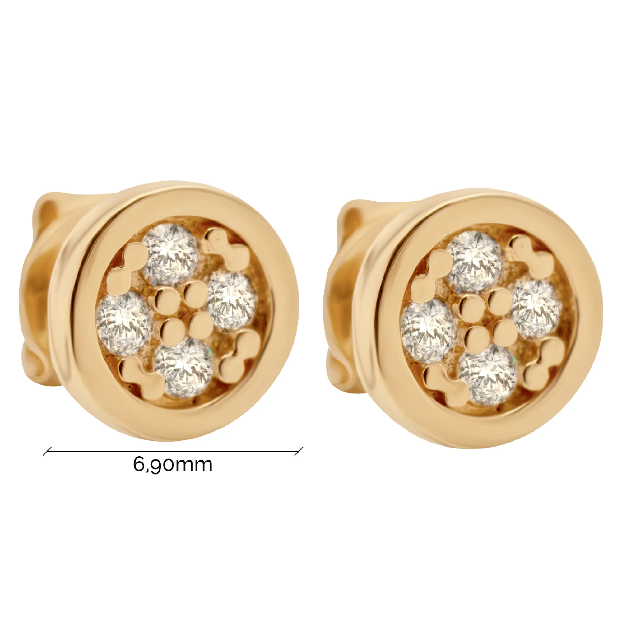 Сережки-гвоздики из красного золота с фианитами - 936384 - 3
