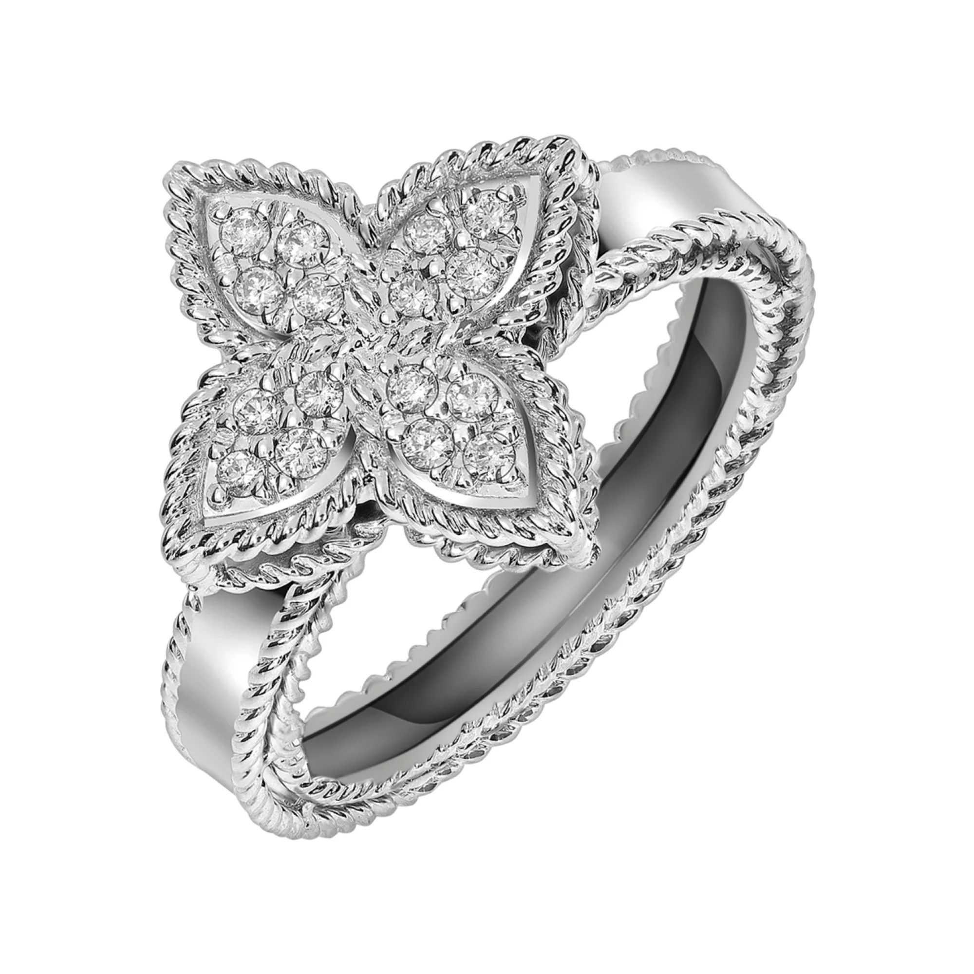 Кольцо из белого золота "Цветок" с бриллиантами - 1987415 - 5