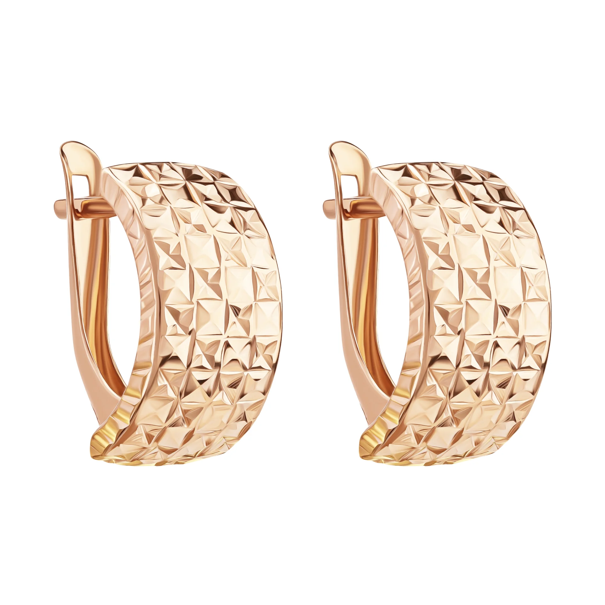 Сережки широкие из красного золота - 1846112 - 2
