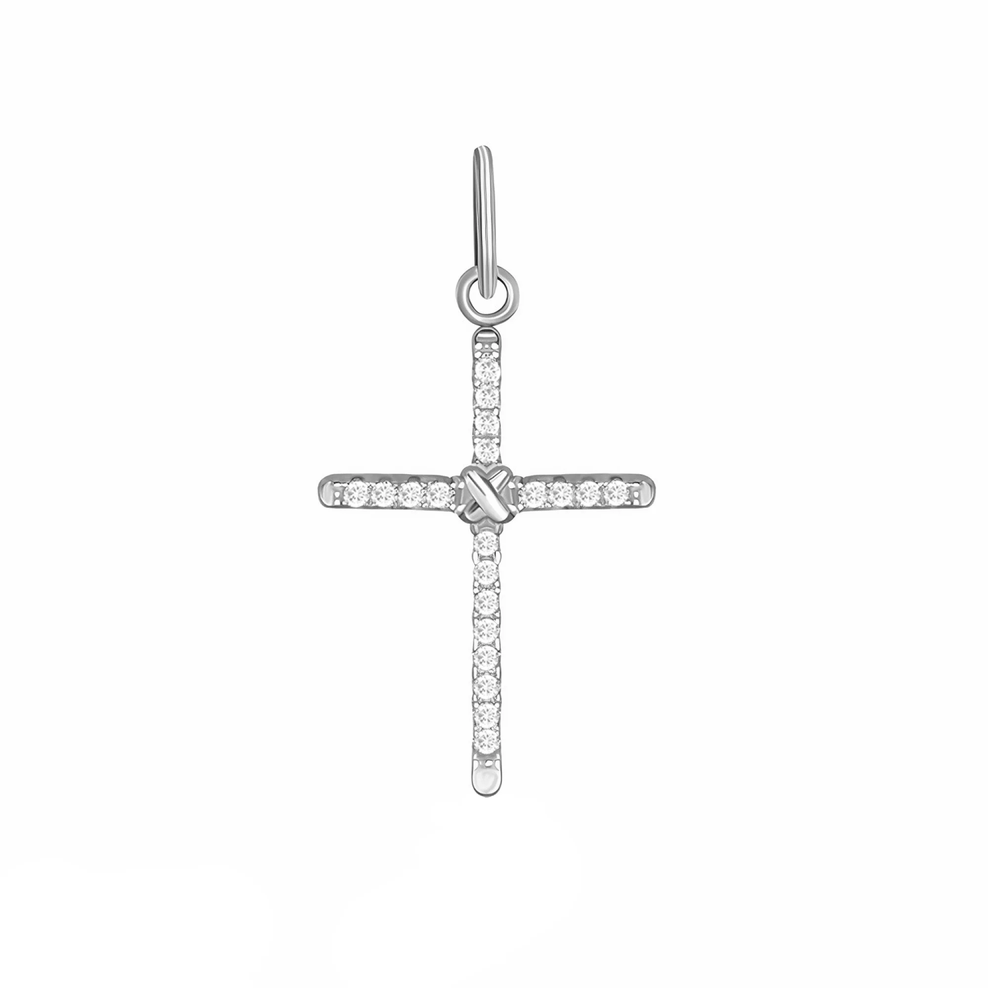 Крестик из серебра с фианитами - 1517198 – изображение 1