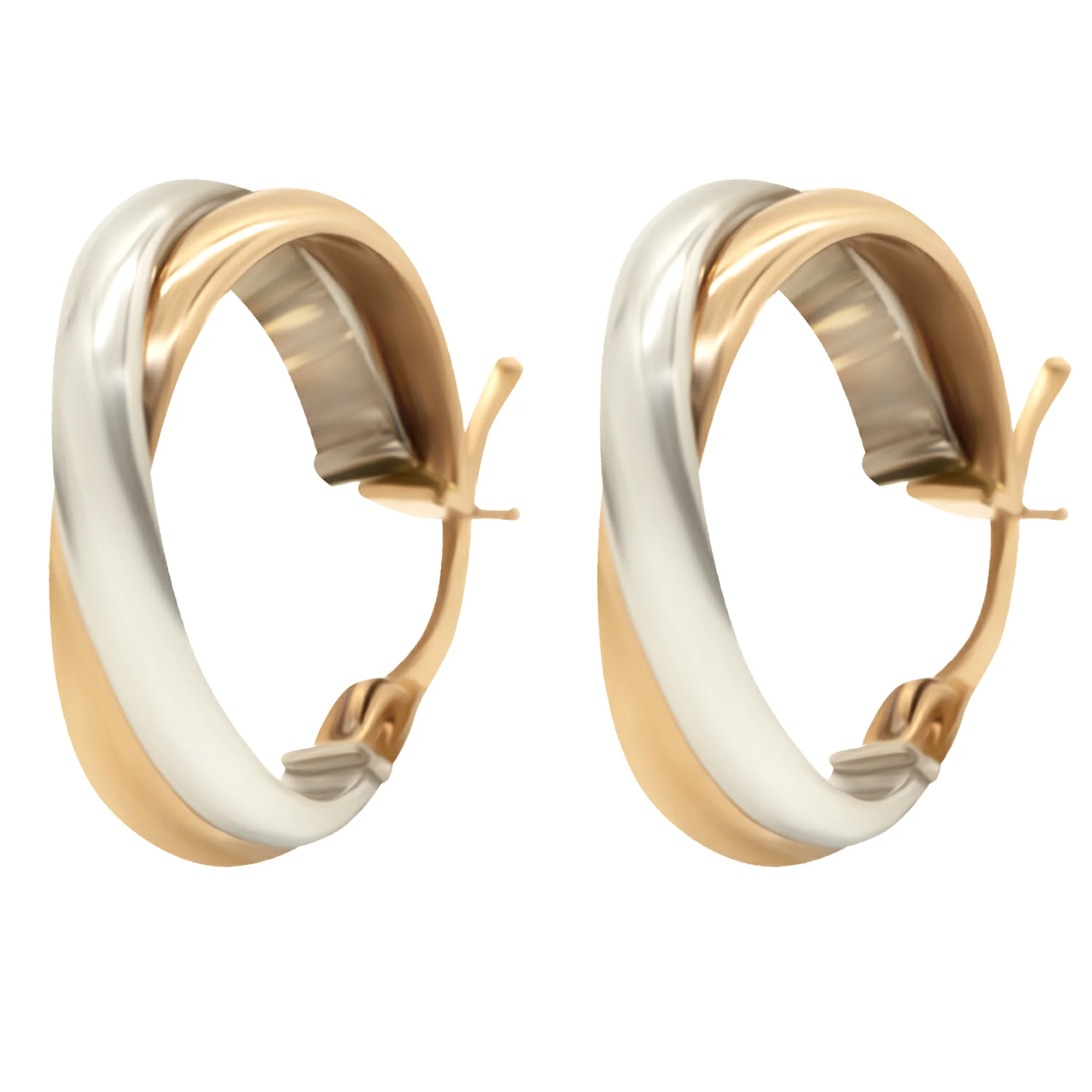 Сережки-кольца из комбинированного золота - 938226 - 1
