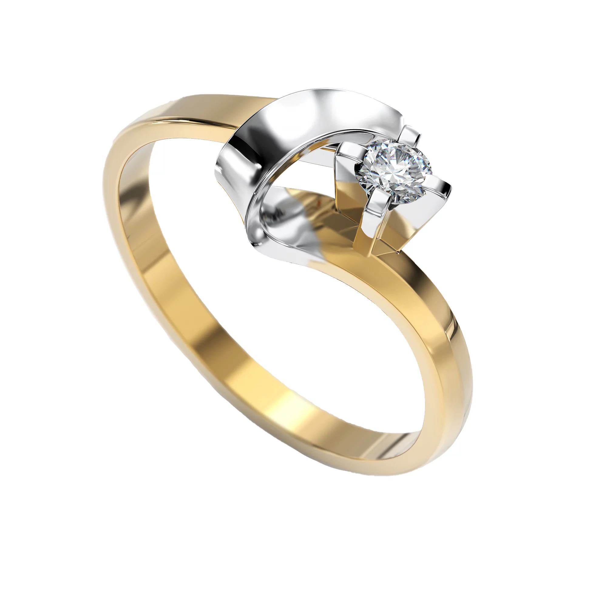 Золотое кольцо с бриллиантом - 521224 – изображение 1