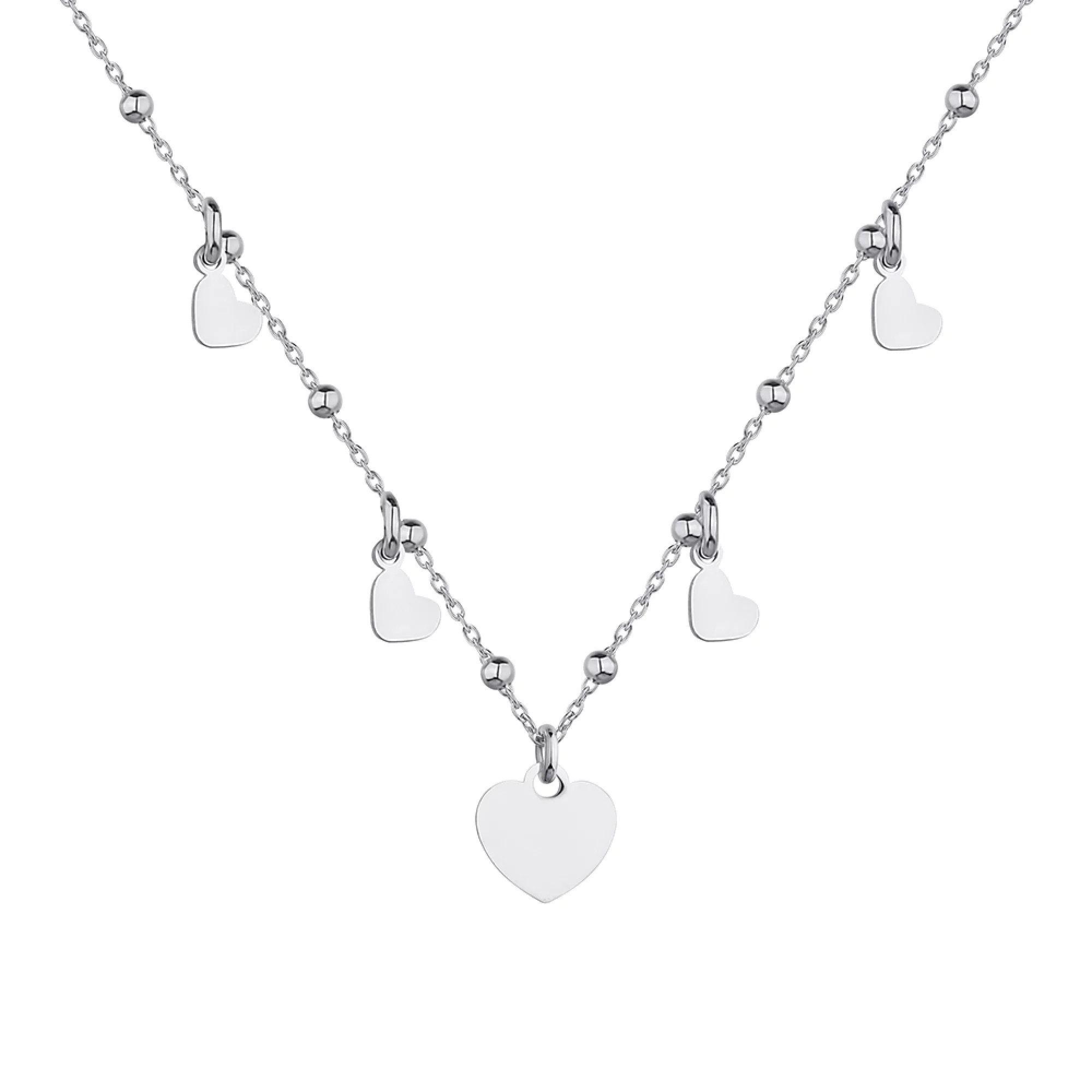 Колье из серебра с подвесами "Сердечки и Шары" плетение якорь - 1301886 – изображение 2