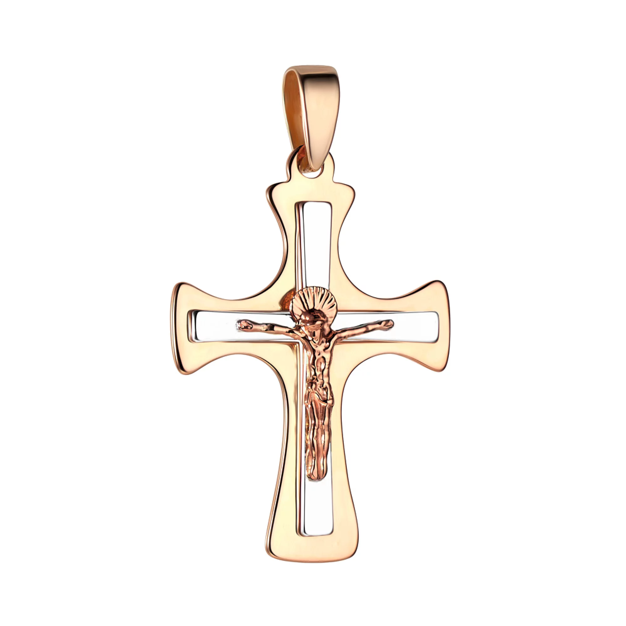 Крестик из комбинированого золота - 969505 – изображение 1