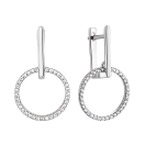 Серьги из серебра "Кольца" с дорожкой фианитов - 1542895