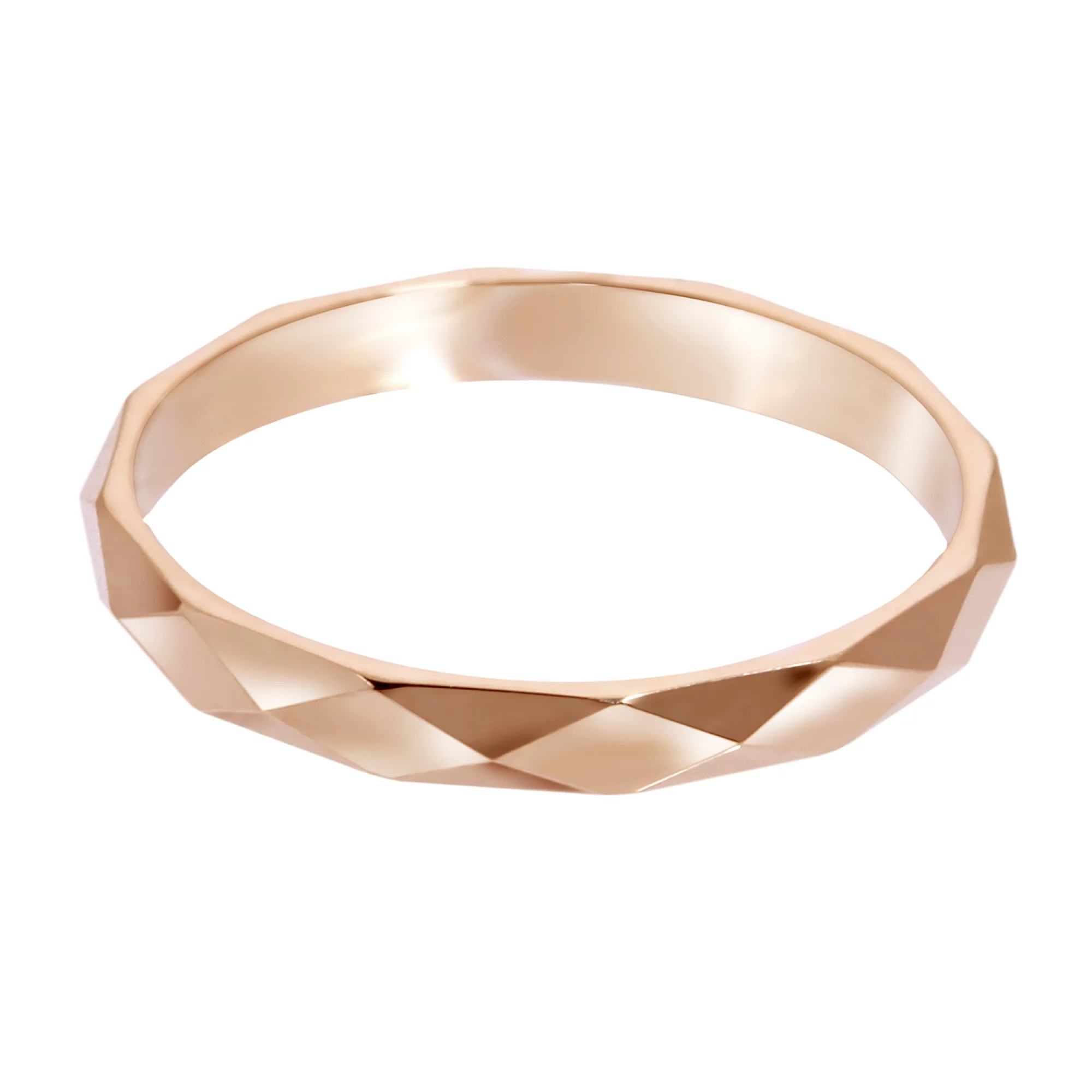 Обручальное кольцо из красного золота с гранями американка - 968100 – изображение 2