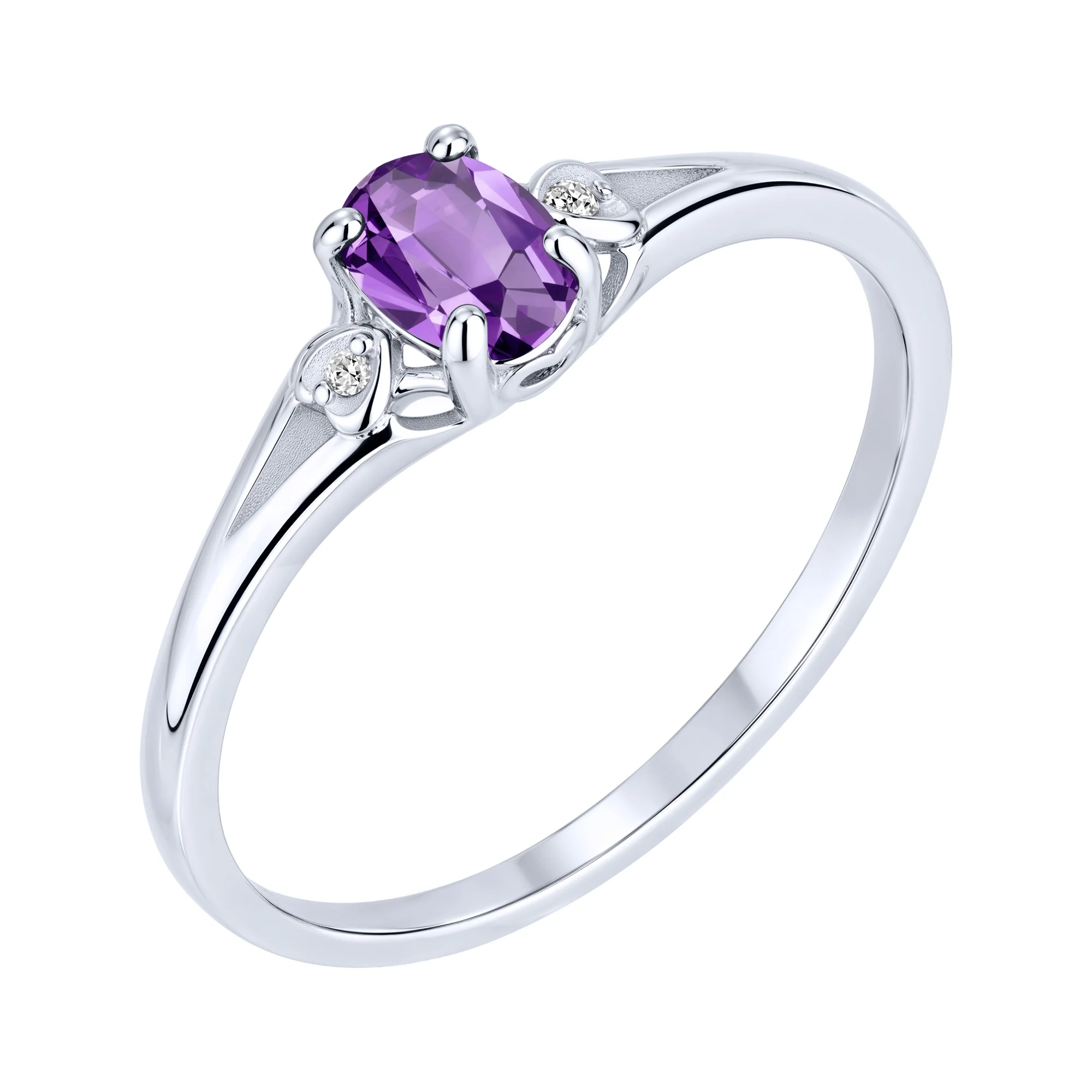 Кольцо из серебра с аметистом и фианитами - 2299295 - 1