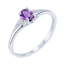 Кольцо из серебра с аметистом и фианитами - 2299295