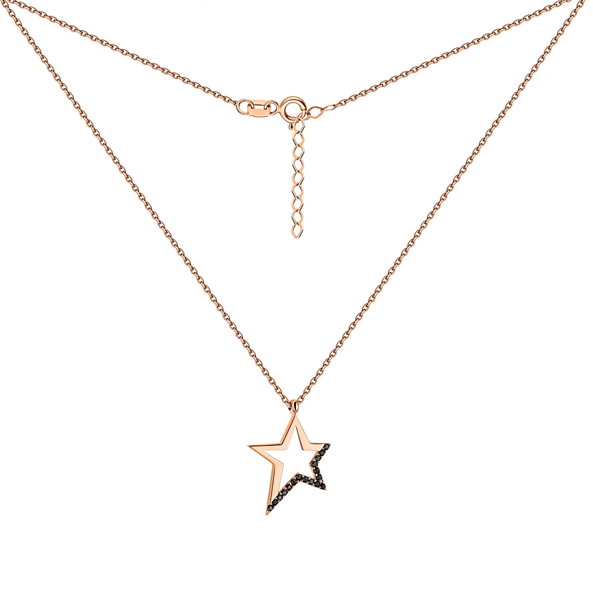 Цепочка золотая с подвеской "Звезда" и фианитами плетение якорь - 1516457 – изображение 2