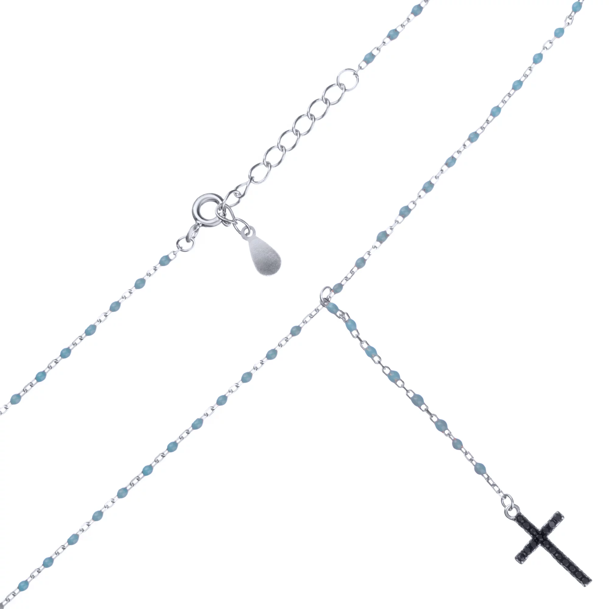 Колье из серебра с крестиком якорное плетение - 1688403 – изображение 2