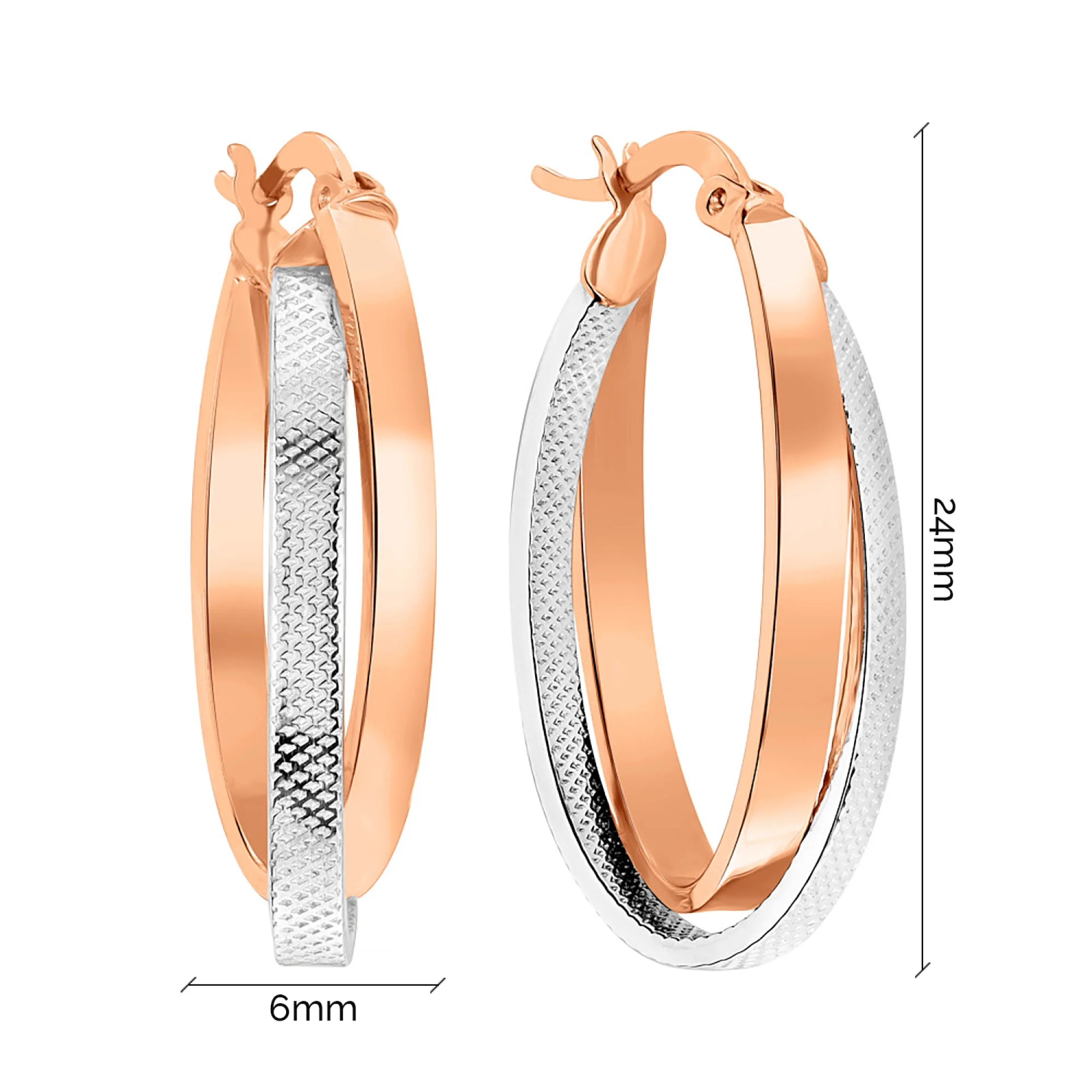Сережки-кольца из комбинированого золота - 1499361 - 2