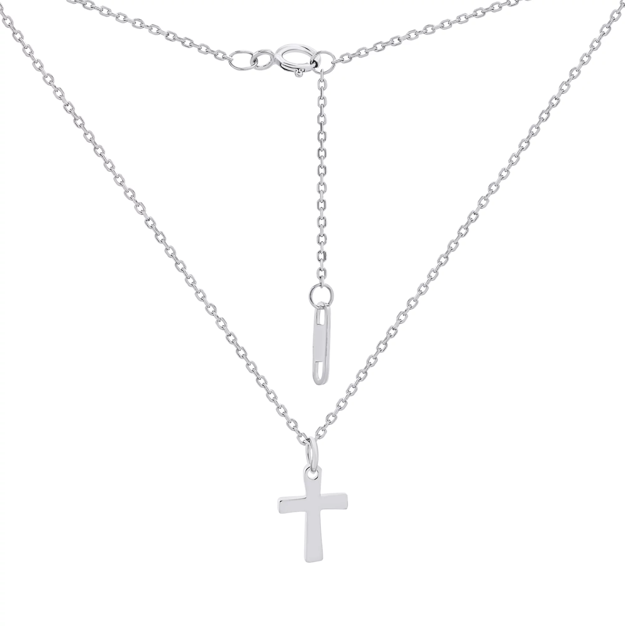 Ланцюжок із хрестиком зі срібла плетіння якір - 1503888 – зображення 2