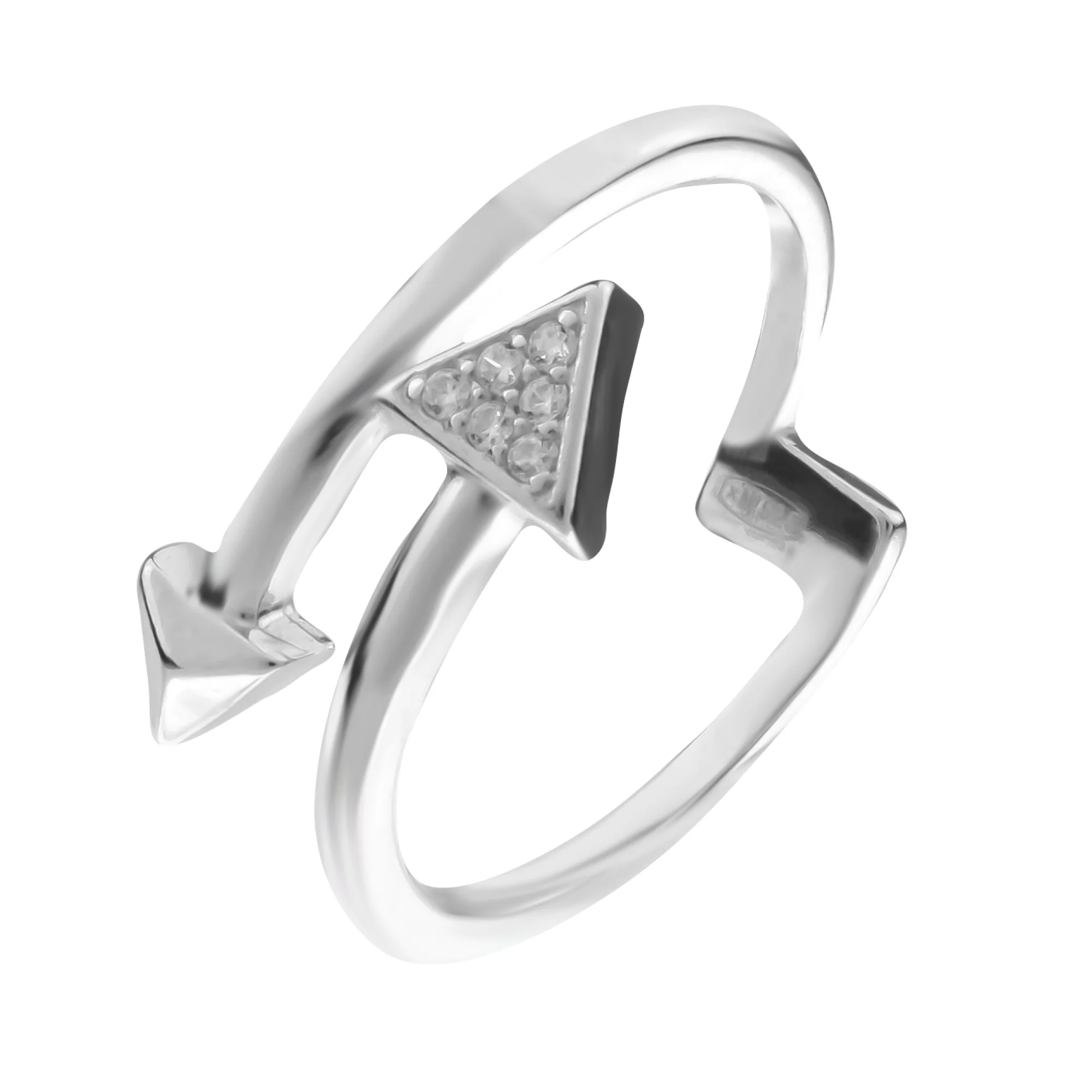 Серебряное кольцо с фианитом "Стрела" - 778146 – изображение 1