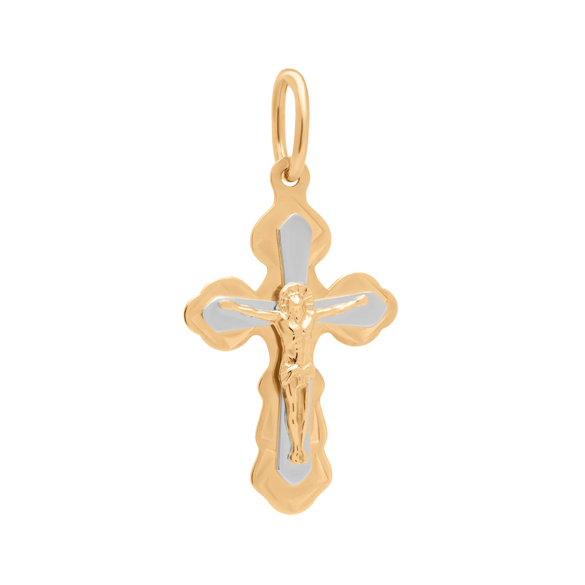 Крестик из комбинированного золота православный - 1761544 – изображение 1
