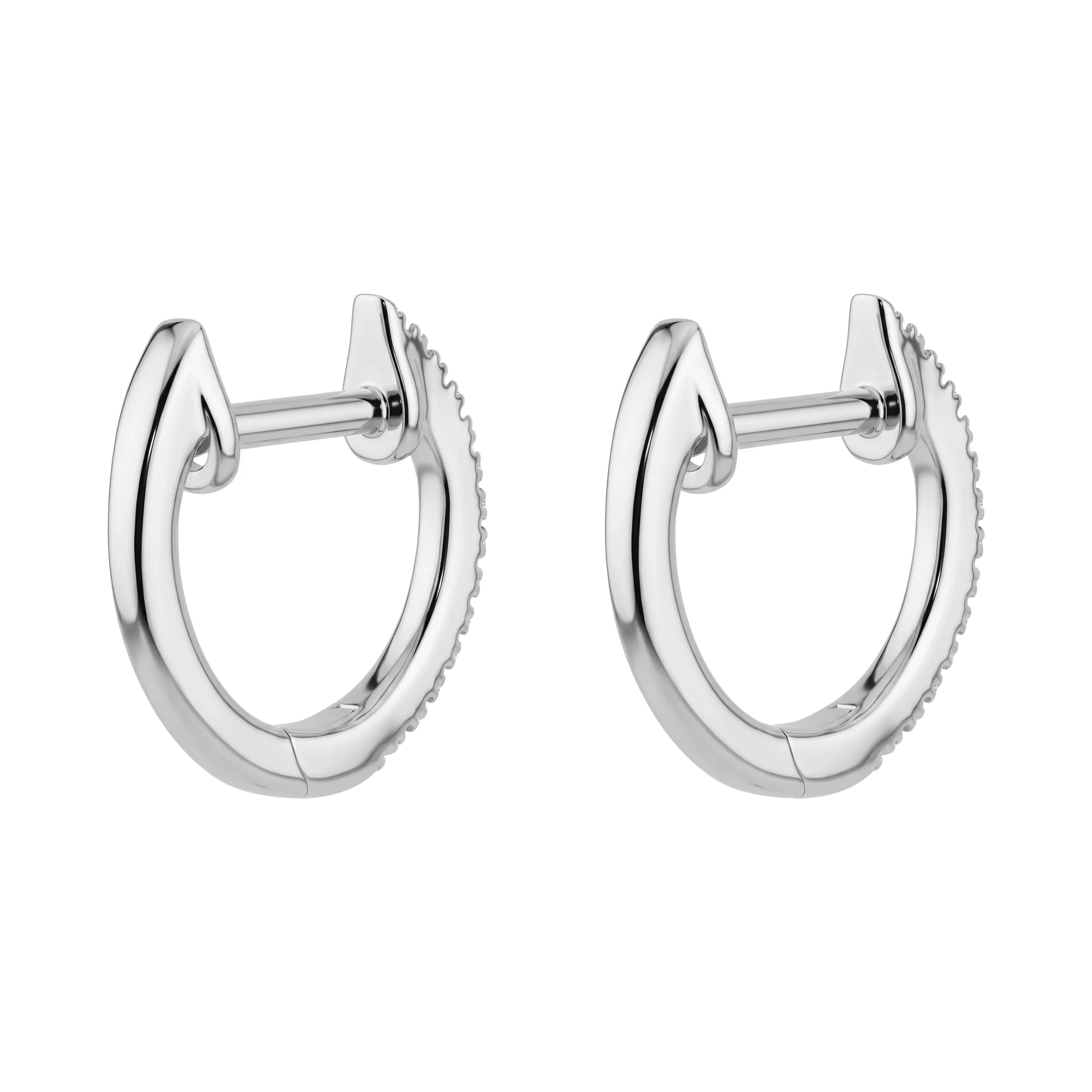 Сережки-кільця із білого золота з діамантами - 2126709 - 2