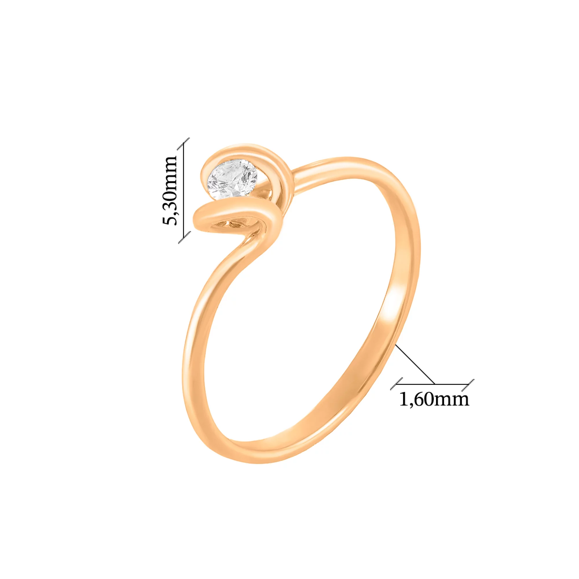 Золотое кольцо для помолвки с бриллиантом - 1652851 – изображение 2
