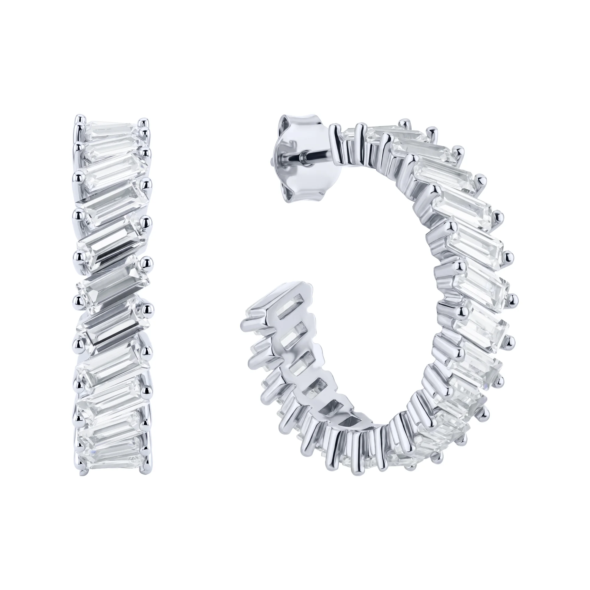 Сережки-пусеты из серебра с фианитами - 2255170 - 1