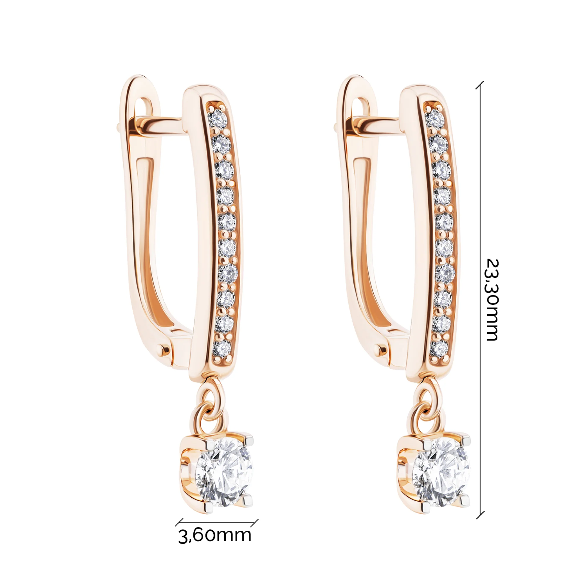 Серьги из красного золота с подвесом и с бриллиантами - 2135854 - 3
