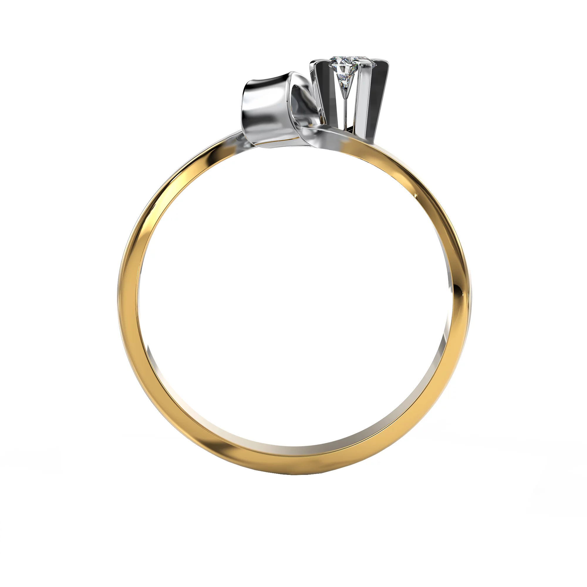 Золотое кольцо с бриллиантом - 521224 – изображение 2
