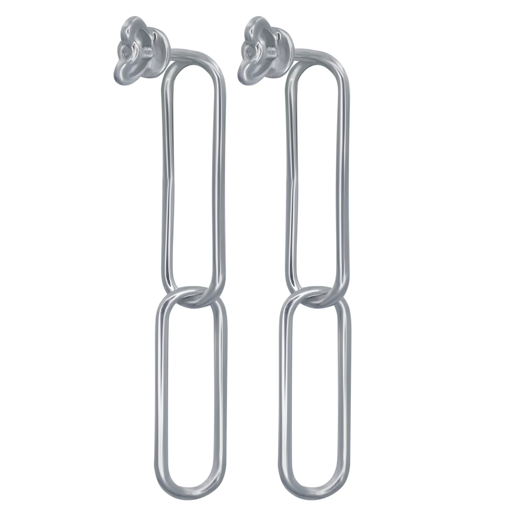 Сережки-гвоздики срібні "Ланки" - 907530 – зображення 2