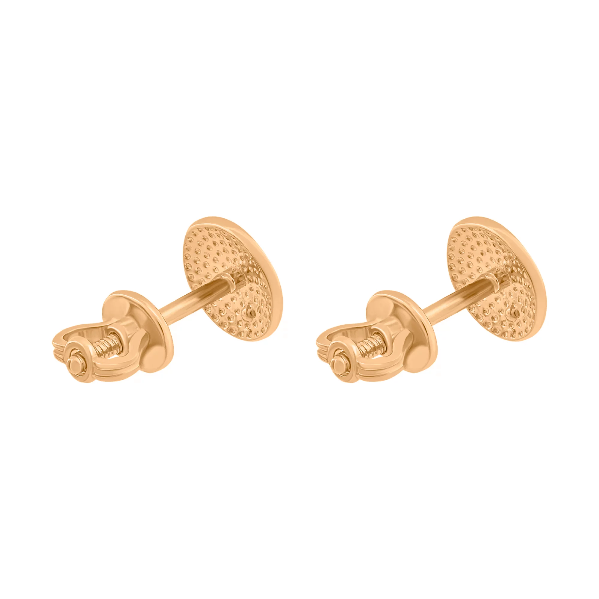 Сережки-гвоздики из красного золота "Монета" - 1456787 – изображение 2