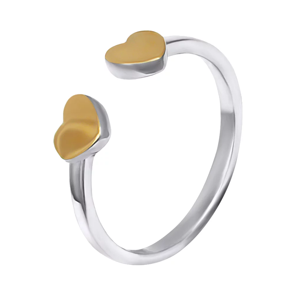 Серебряное фаланговое кольцо Сердечки с позолотой . Артикул 7201/1111: цена, отзывы, фото – купить в интернет-магазине AURUM