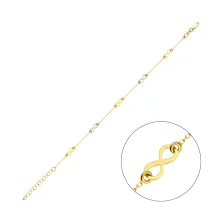 Браслет "Нескінченність" із жовтого та білого золота плетіння якірне - 1526663