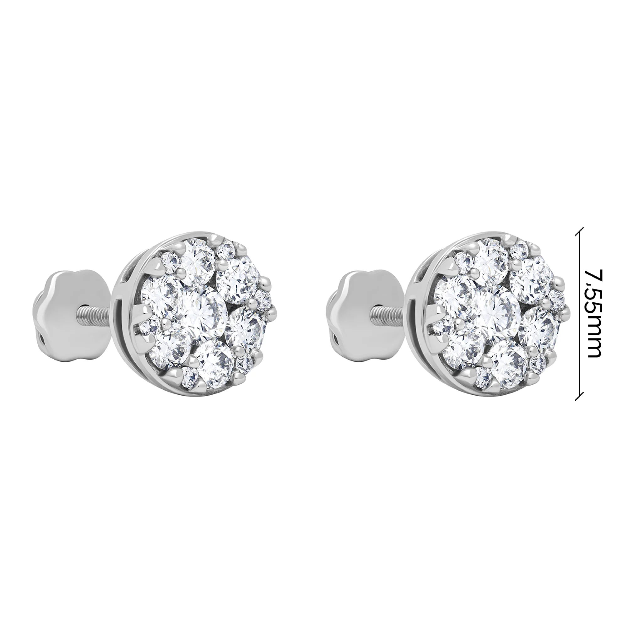 Сережки-гвоздики из белого золота с бриллиантами - 1738783 - 6