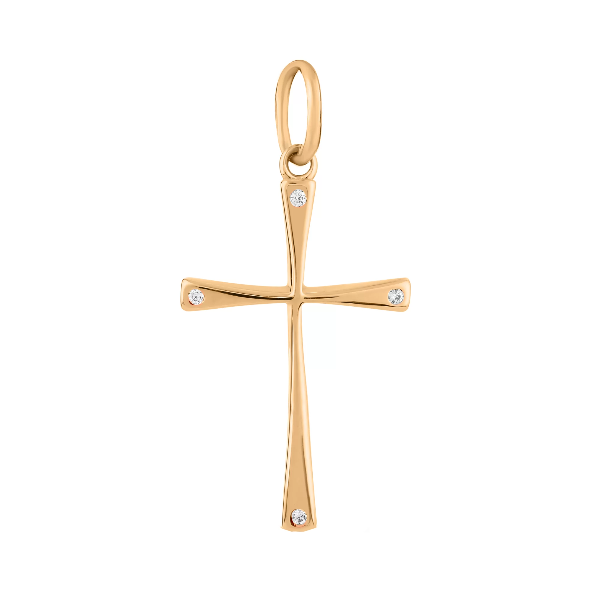 Золотий хрестик з фіанітами - 1641847 – зображення 1
