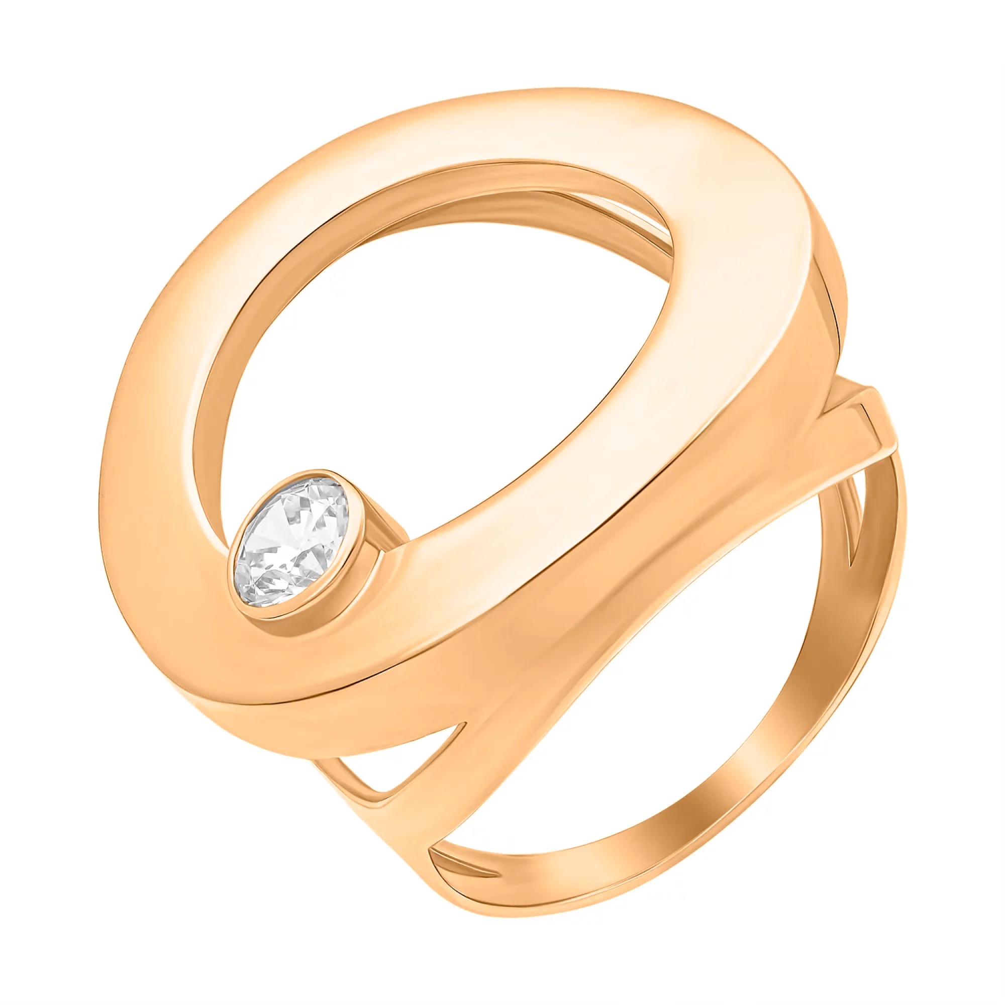 Золотое кольцо с фианитом - 773349 – изображение 1