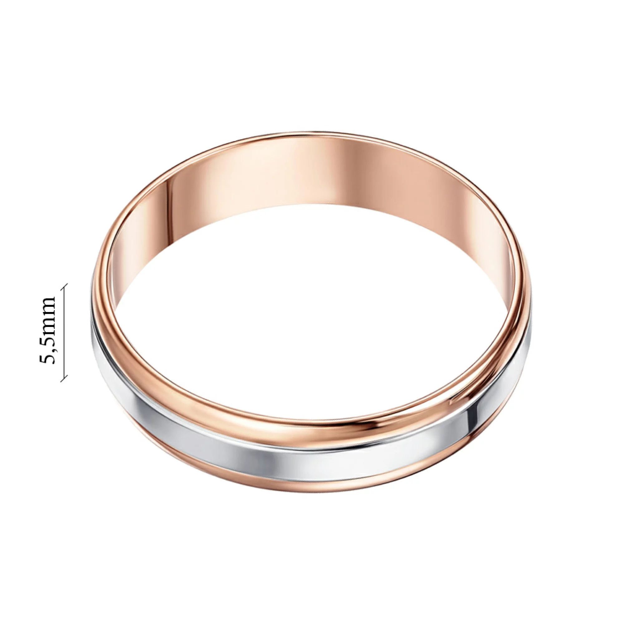Обручальное кольцо из комбинированого золота в классическом - 521231 – изображение 2
