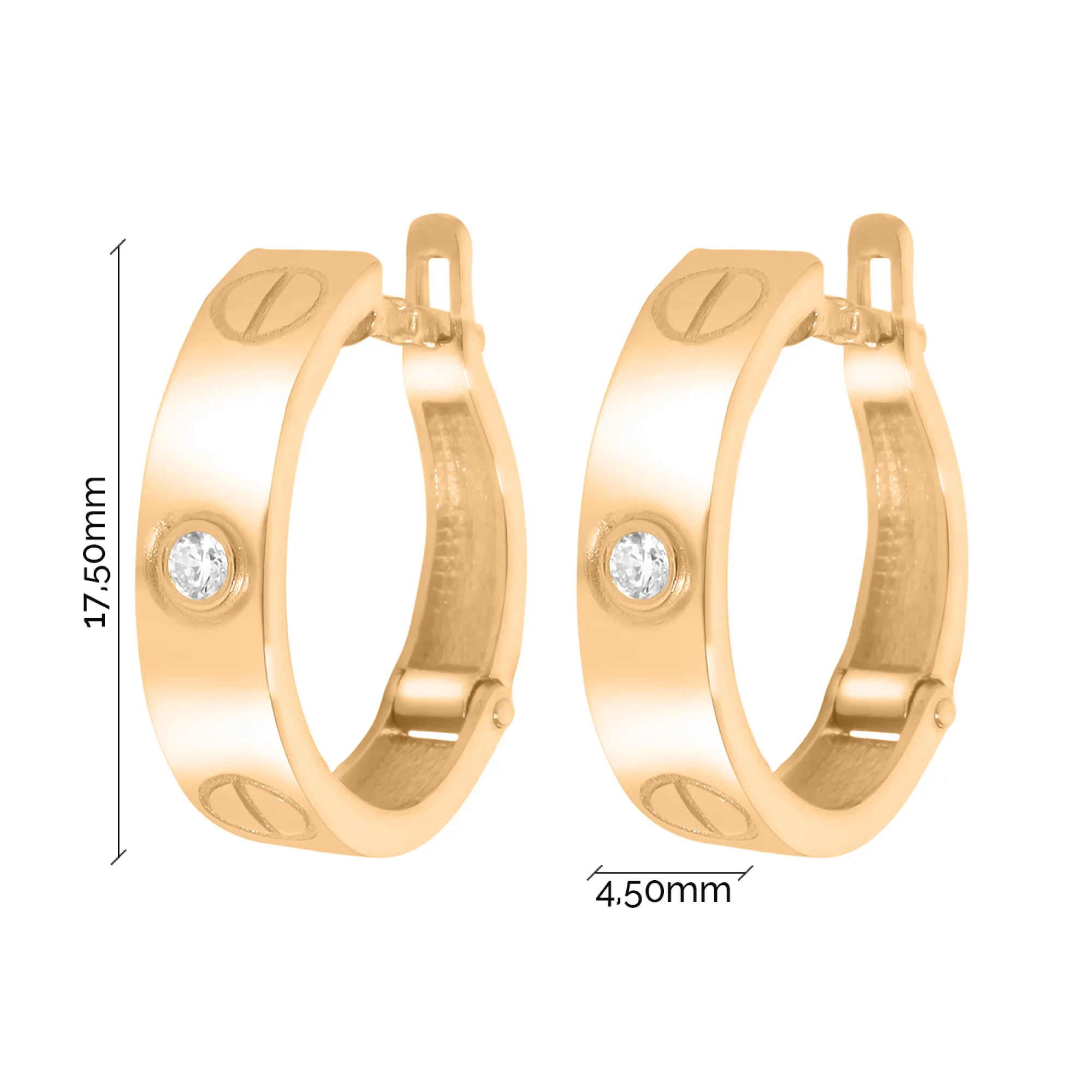 Сережки из красного золота с фианитом - 968268 - 4