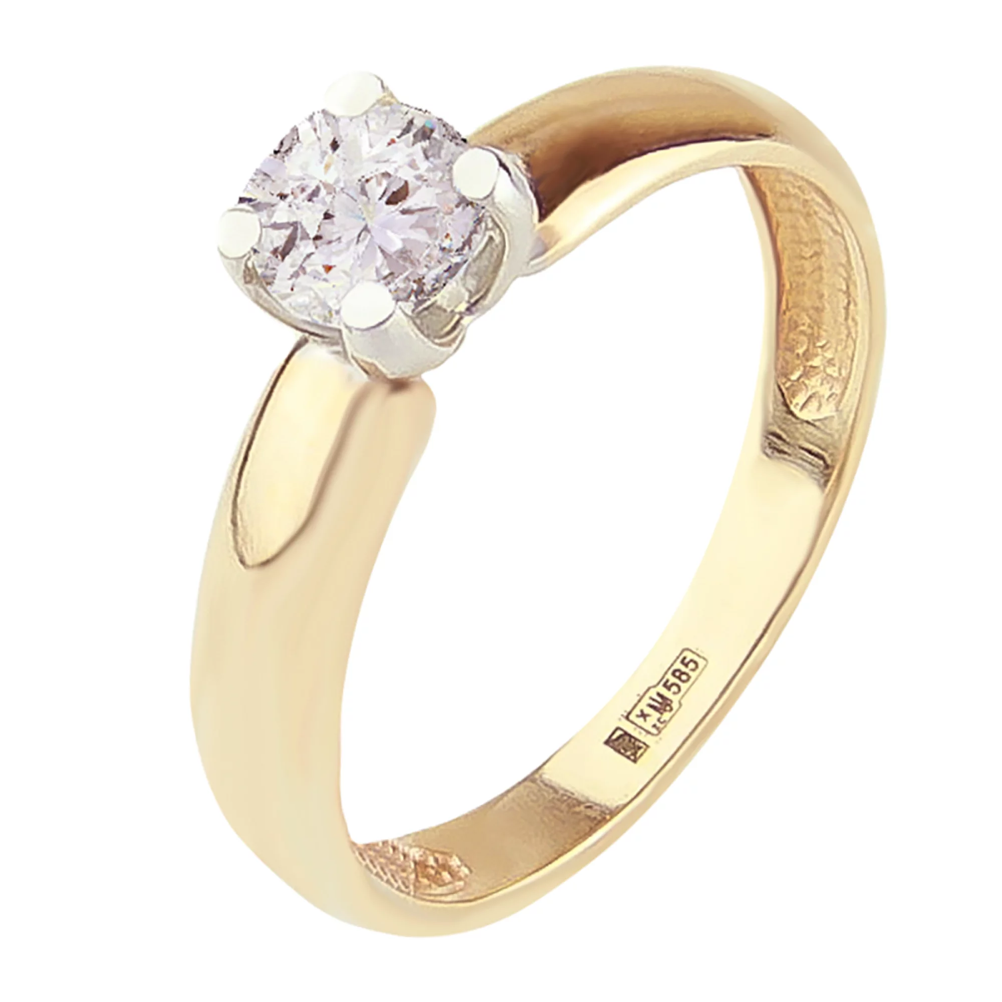 Золотое кольцо с фианитом - 483090 – изображение 1