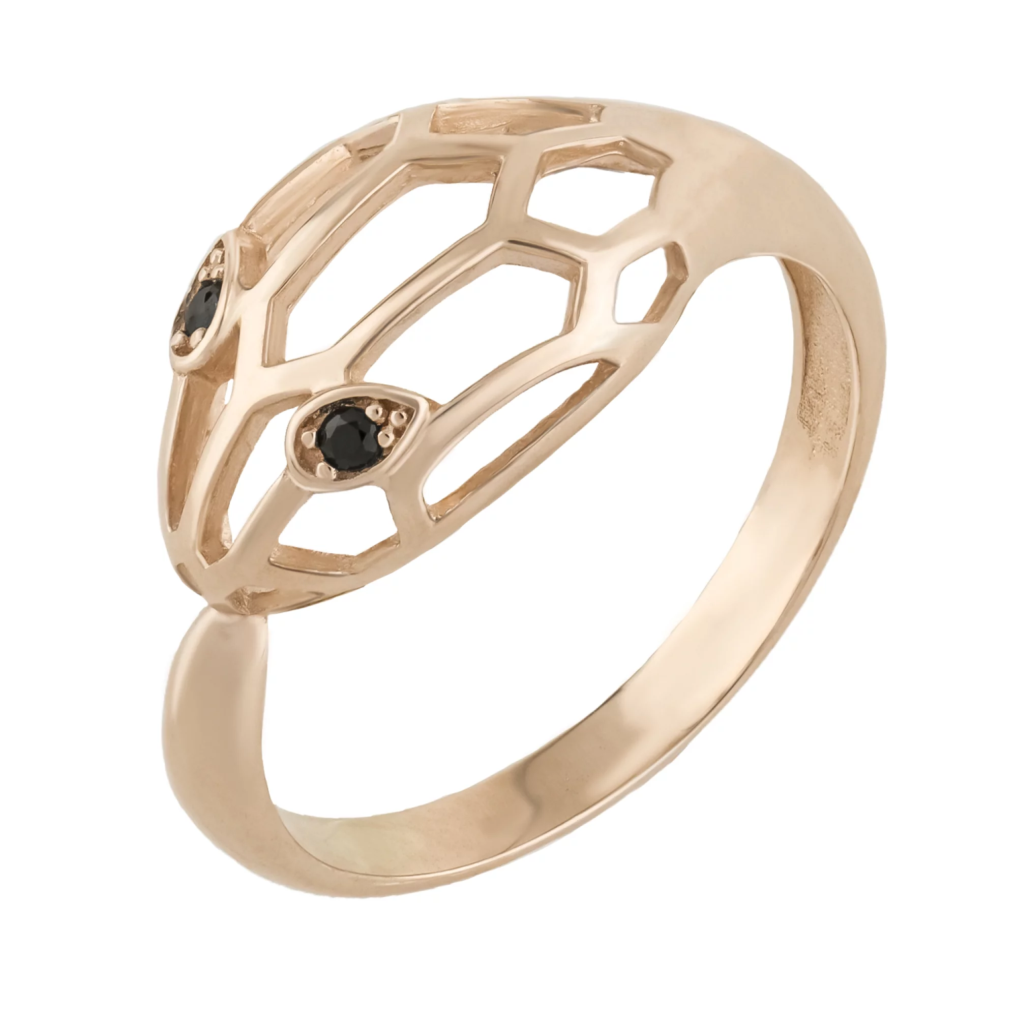 Кольцо из красного золота с фианитами "Змея" - 1581025 – изображение 1