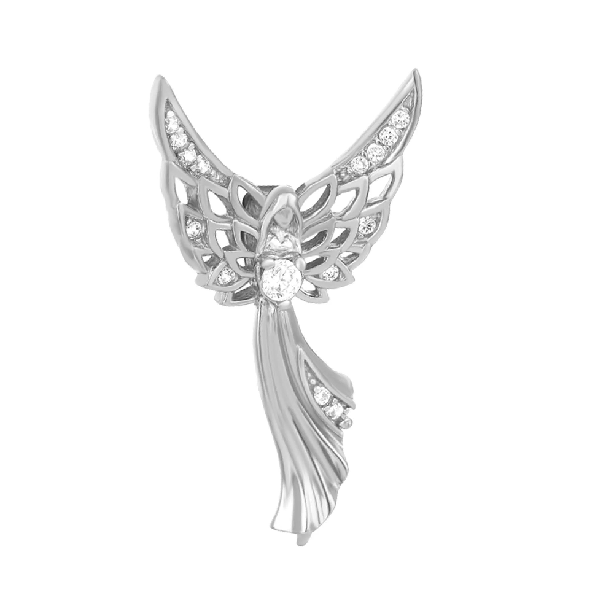 Серебряная подвеска Ангел с фианитом - 421503 – изображение 1