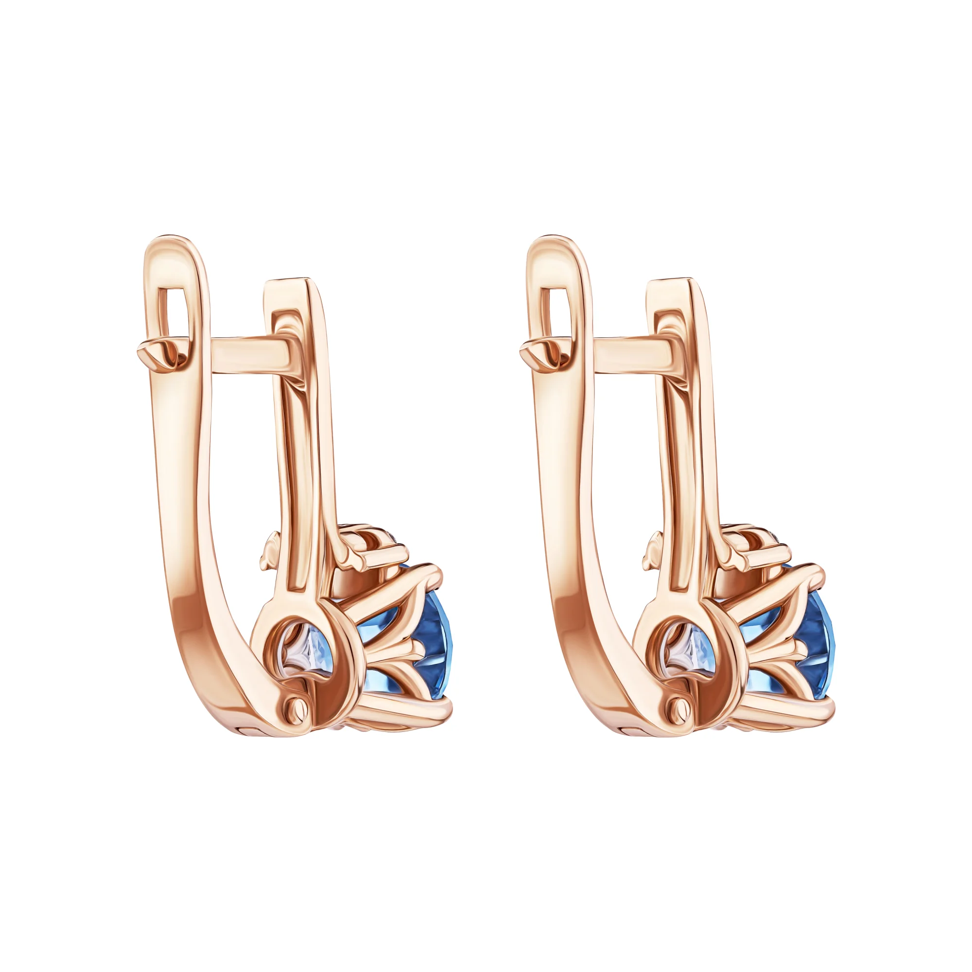 Сережки из красного золота с топазом свисс и фианитами - 1687877 - 5