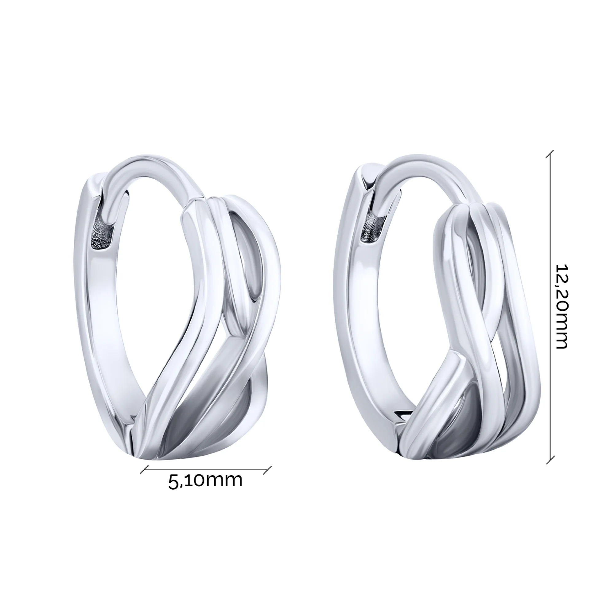 Сережки-кільця "Завитки" зі срібла - 2125627 - 3