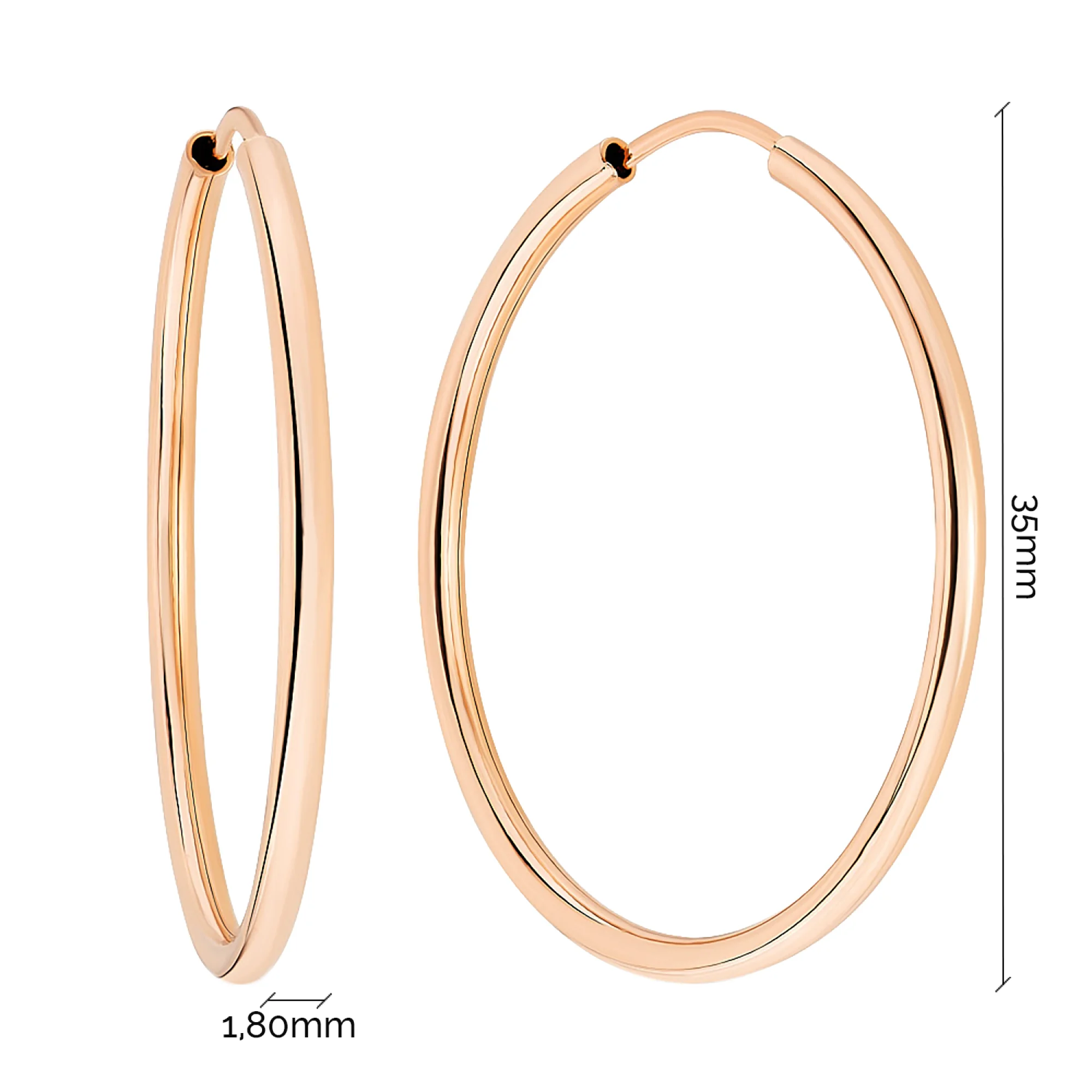 Сережки-кольца из красного золота - 966748 - 2