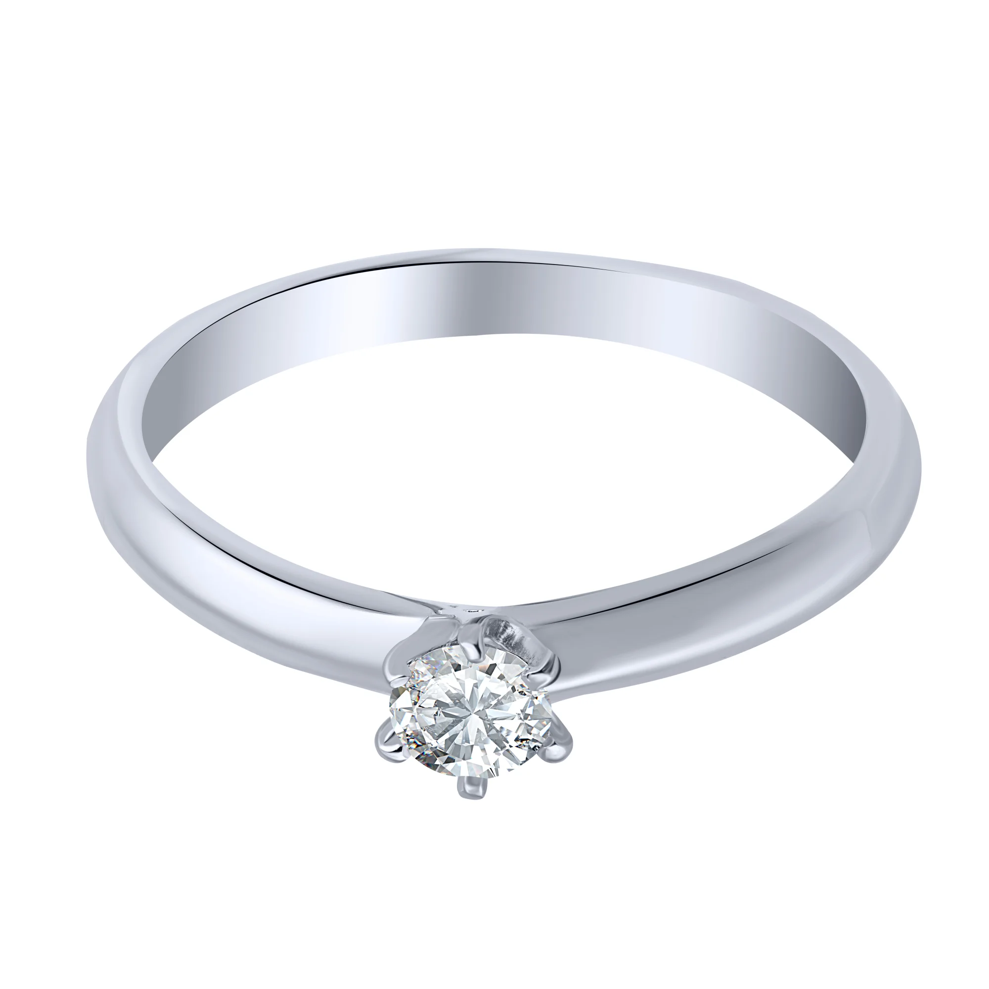 Серебряное классическое кольцо с фианитом - 1959970 - 2