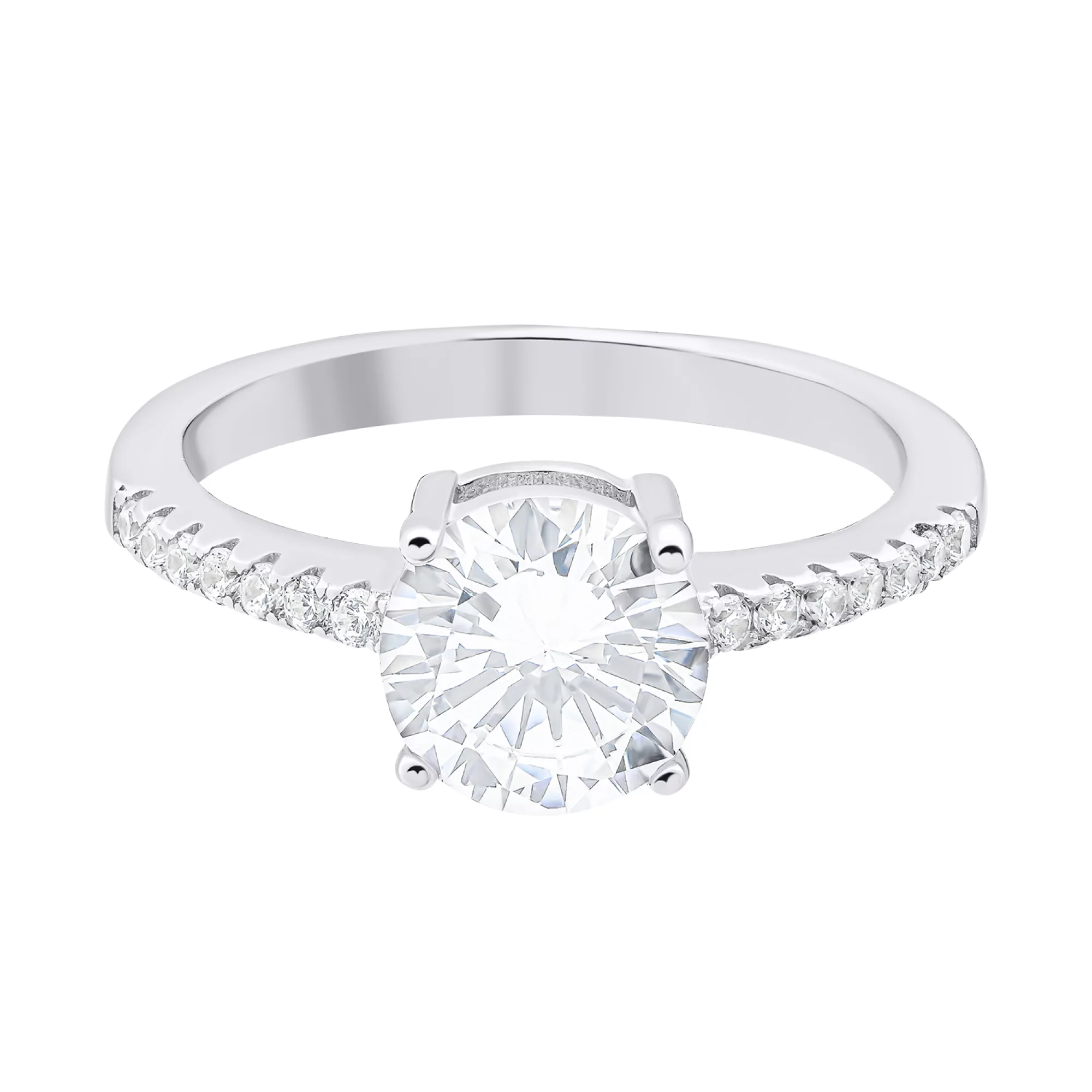 Помолвочное кольцо из серебра с дорожкой фианитов - 1520450 – изображение 2