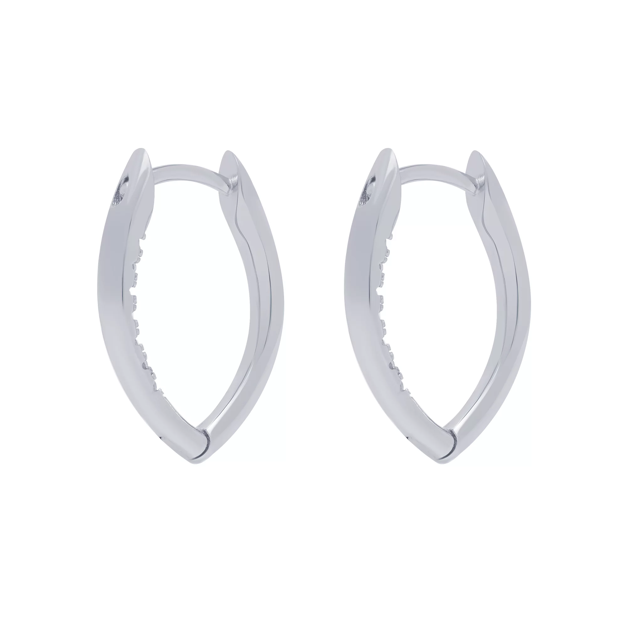 Срібні сережки-кільця з доріжкою фіанітів - 1663973 – зображення 2