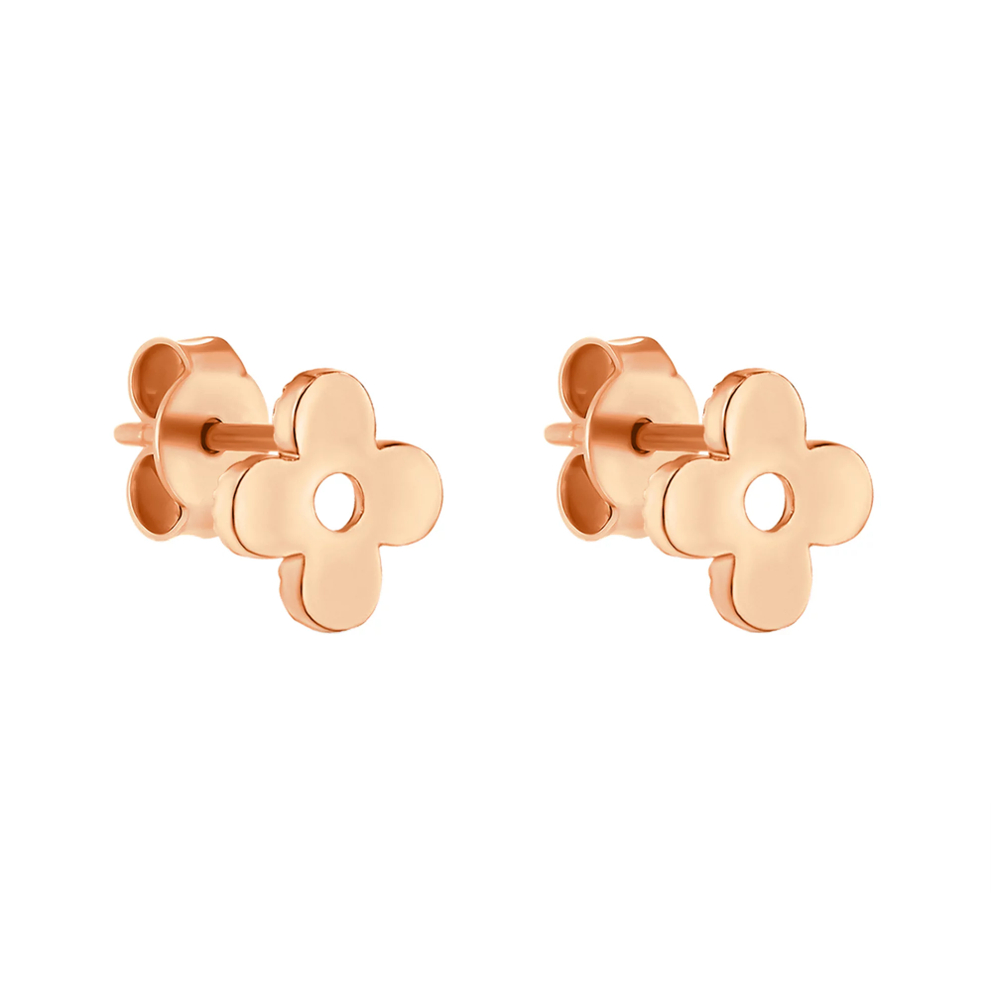 Серьги-гвоздики из красного золота "Цветок" - 1503537 – изображение 1