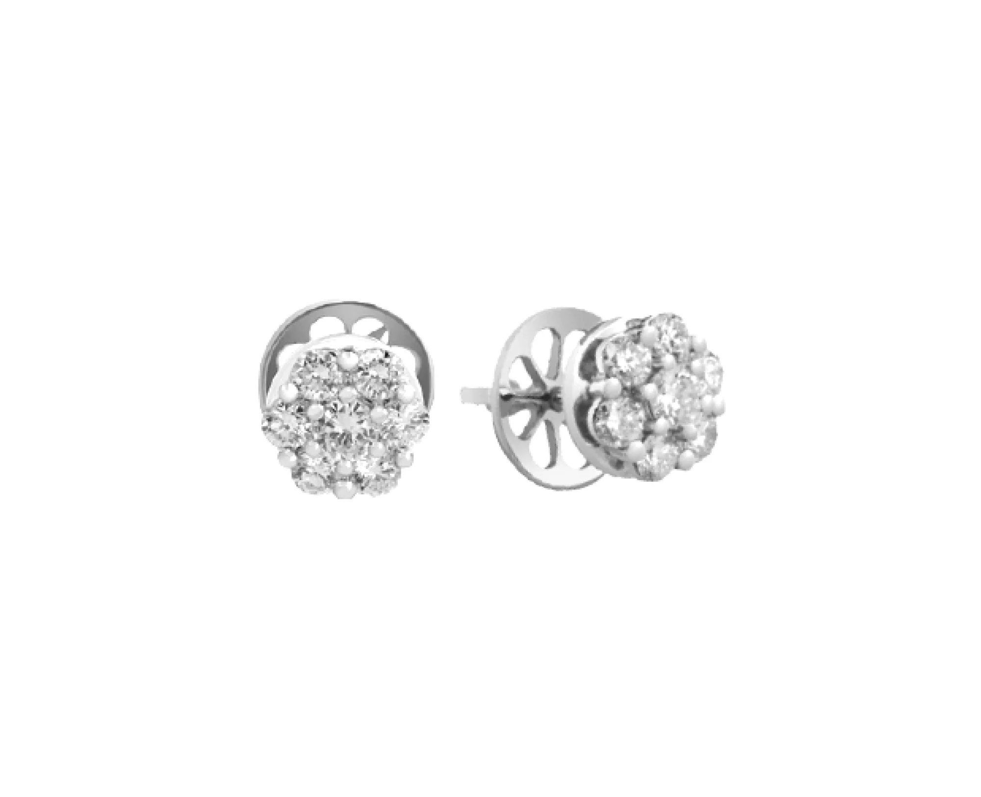 Серьги-гвоздики с бриллиантами в белом золоте - 411318 - 1